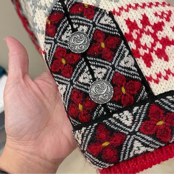 DALE OF NORWAY Vintage Pure New Wool Fair Isle Snow Flake Cardigan Sweater sz M - Picture 5 of 10